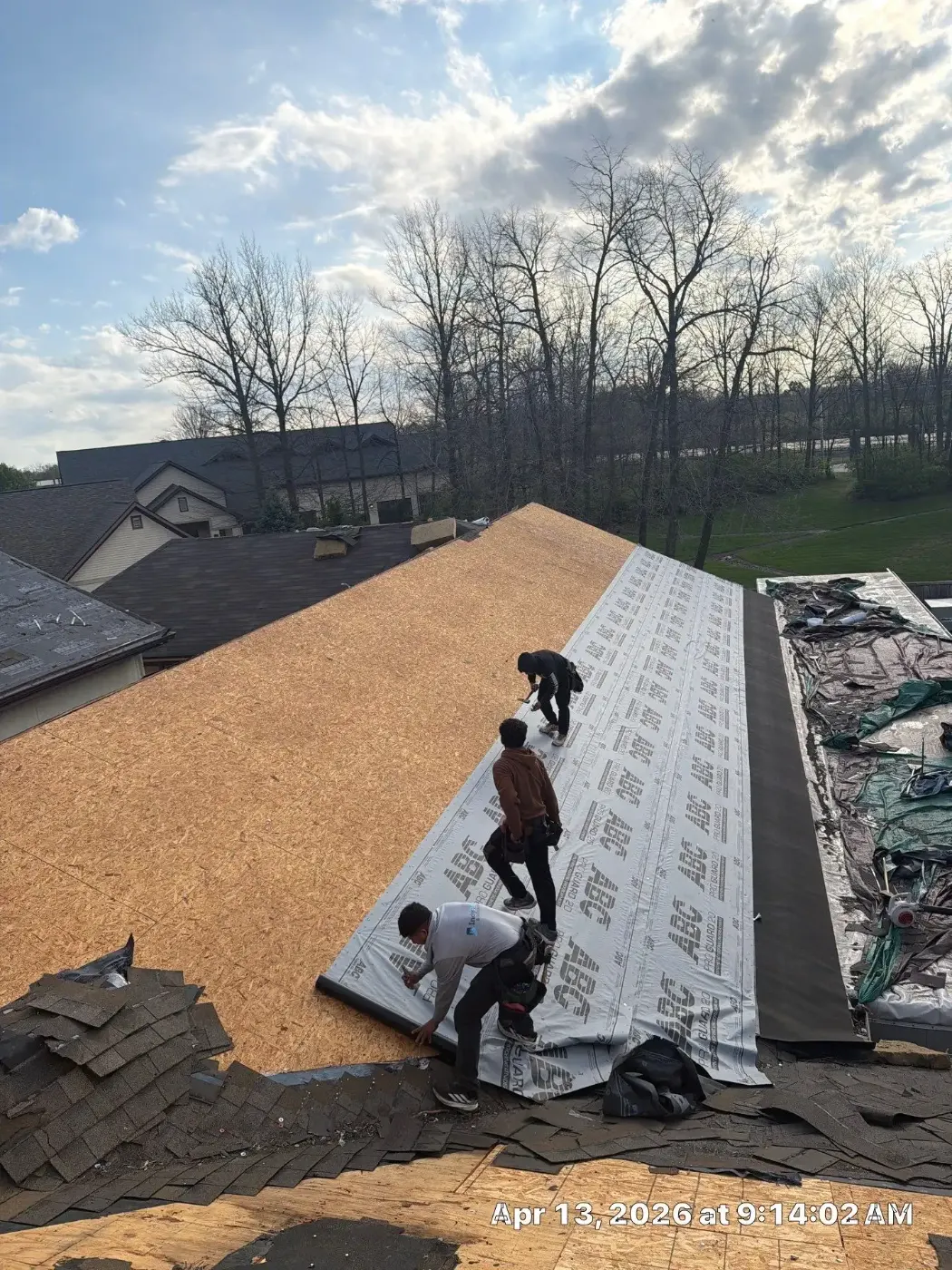 Storm damage documentation on a Hammond commercial building